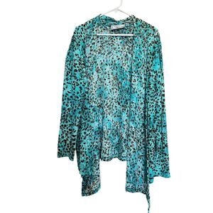 George Simonton Says Animal Print Spotted Lace Cardigan Womens Sz. 1X Leopard